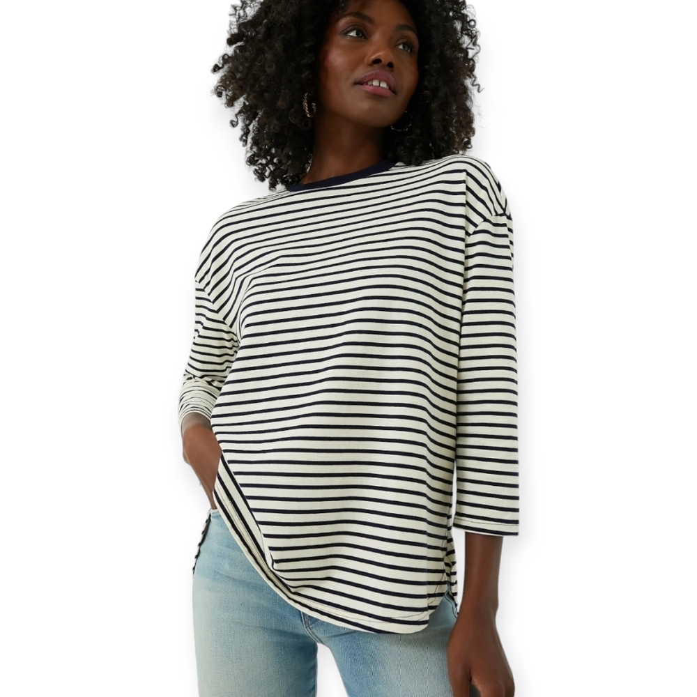 Pomander Place Striped Knit Popover Top Blouse size Med